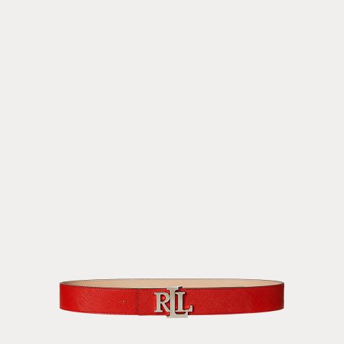Ceinture large texturée réversible logo - Lauren - Modalova