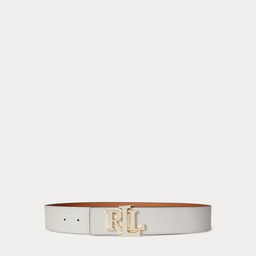 Ceinture réversible large à logo en cuir - Lauren - Modalova