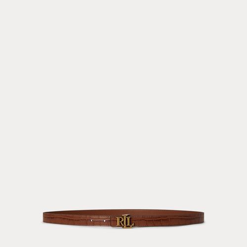 Ceinture fine réversible gaufrée à logo - Lauren - Modalova