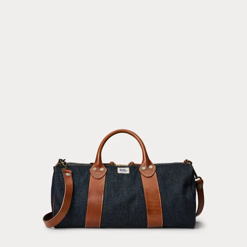 Sac de voyage denim indigo bordé de cuir - RRL - Modalova