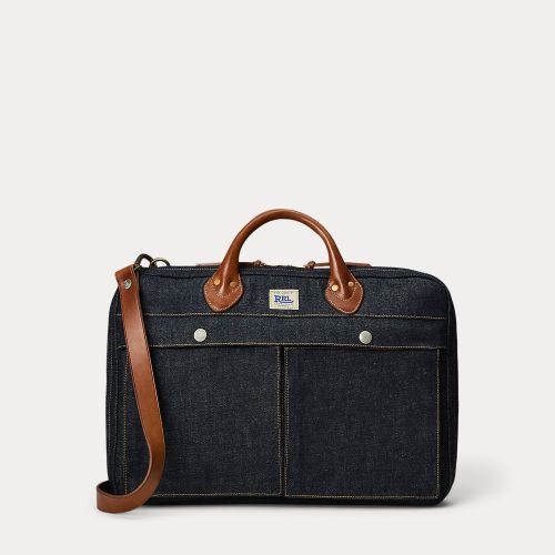 Porte-documents denim indigo bordé cuir - RRL - Modalova
