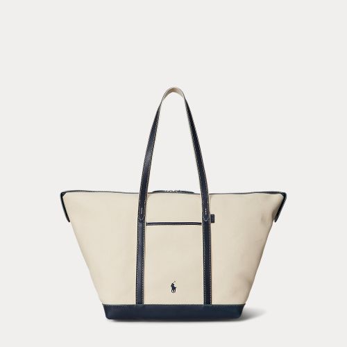 Grand cabas en toile bordée cuir - Polo Ralph Lauren - Modalova