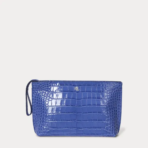 Grande pochette en cuir façon crocodile - Lauren - Modalova