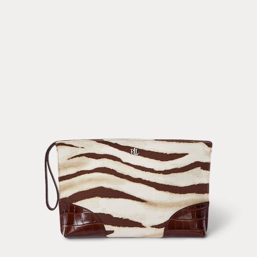 Grande pochette zèbre en toile et cuir - Lauren - Modalova