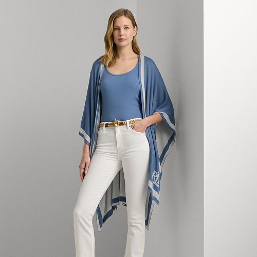 Poncho bicolore en tricot intarsia - Lauren - Modalova