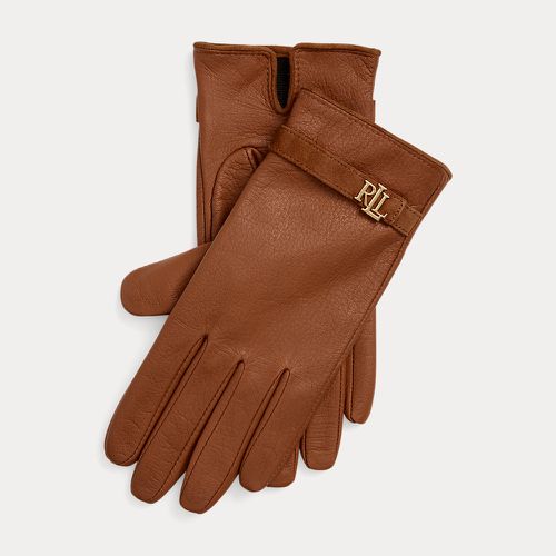 Gants tactiles à logo en peau de mouton - Lauren - Modalova