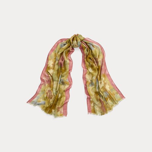 Grand foulard fleuri en laine - Lauren - Modalova