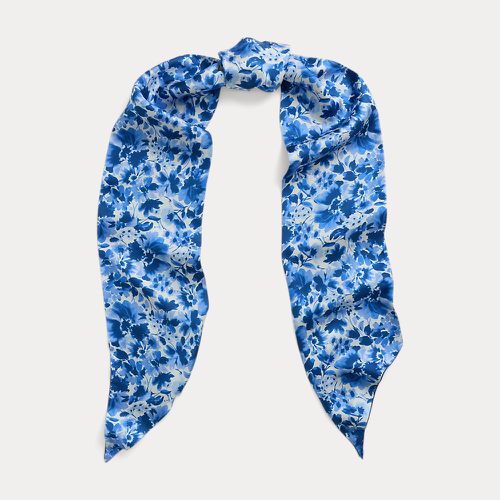 Foulard fleuri à logo en sergé de soie - Lauren - Modalova