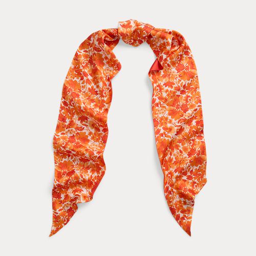 Foulard fleuri à logo en sergé de soie - Lauren - Modalova