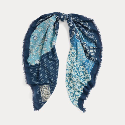 Écharpe frangée coton à motif patchwork - Polo Ralph Lauren - Modalova
