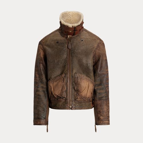 Veste d'aviateur en peau lainée et cuir - Polo Ralph Lauren - Modalova
