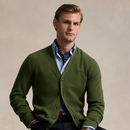 Cardigan à col en V et logo en laine - Polo Ralph Lauren - Modalova