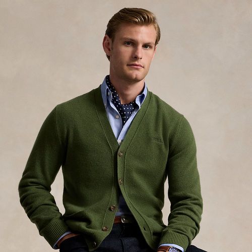 Cardigan à col en V et logo en laine - Polo Ralph Lauren - Modalova