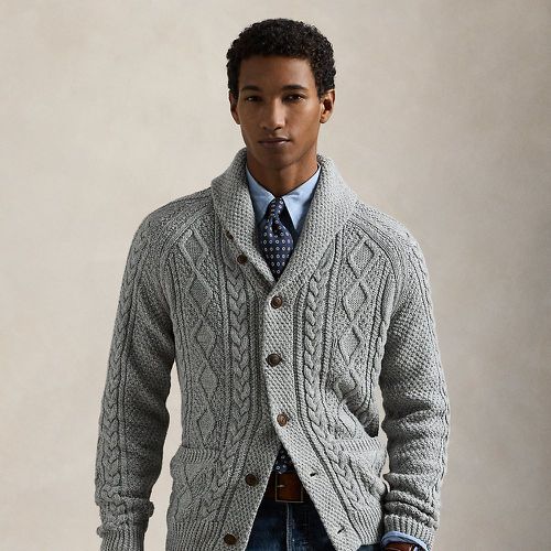 Cardigan col châle tricot d'Aran coton - Polo Ralph Lauren - Modalova