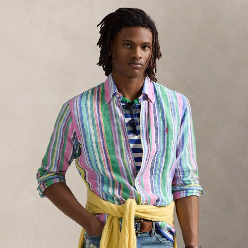 Chemise rayée Custom Fit en lin - Polo Ralph Lauren - Modalova