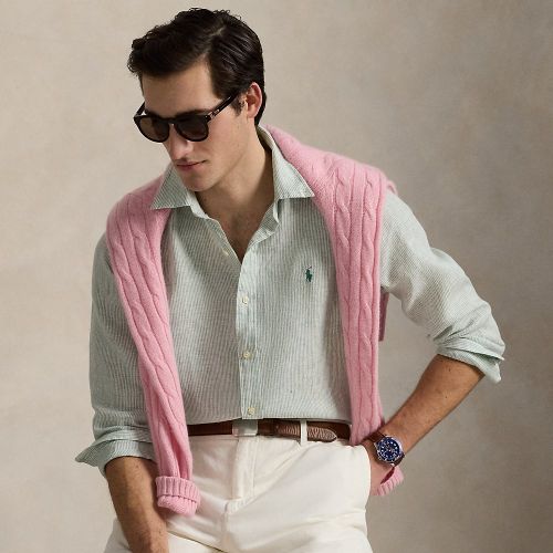 Chemise rayée Custom Fit en lin - Polo Ralph Lauren - Modalova