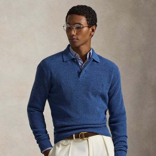 Pull col polo texturé en laine et coton - Polo Ralph Lauren - Modalova