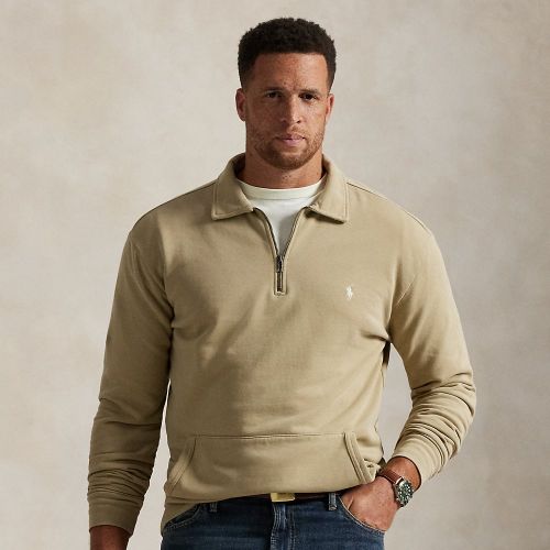 Grandes Tailles - Sweat demi-zippé en coton bouclé - Big & Tall - Modalova