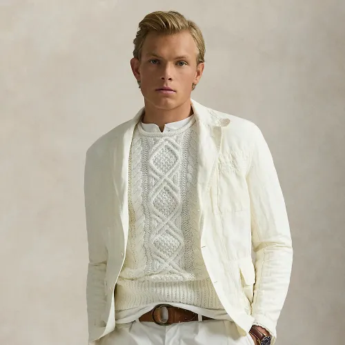 Veste costume ajustée coton flammé lin - Polo Ralph Lauren - Modalova