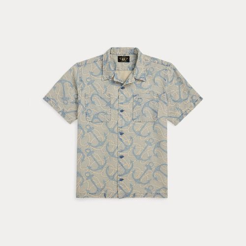 Chemise safari à motif ancres indigo - RRL - Modalova
