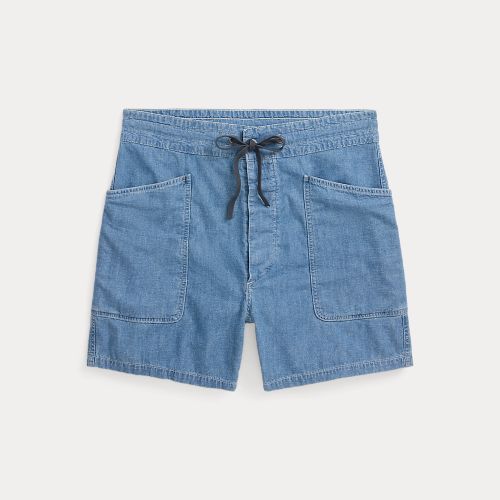Short en chambray de coton et lin indigo - RRL - Modalova