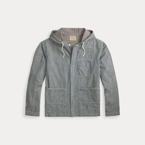Veste à capuche en sergé rayé indigo - RRL - Modalova