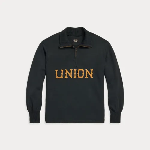 Pull demi-zippé à appliqués en jersey - RRL - Modalova