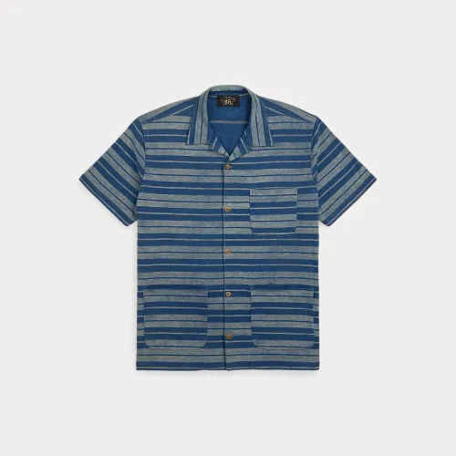 Chemise safari en jersey rayé indigo - RRL - Modalova