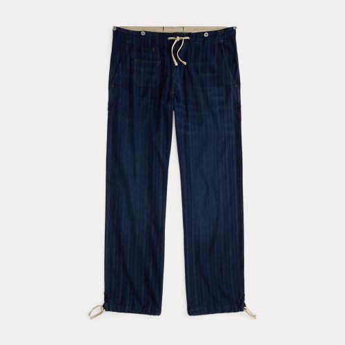 Pantalon à cordon en jersey rayé indigo - RRL - Modalova