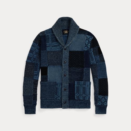 Cardigan patchwork lin et coton indigo - RRL - Modalova