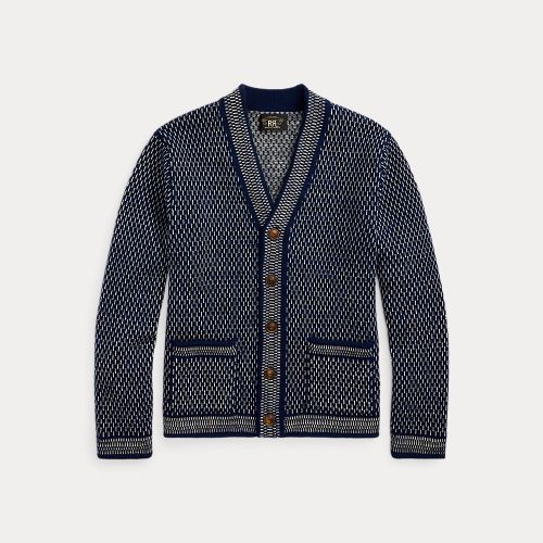 Cardigan col en V coton et laine indigo - RRL - Modalova