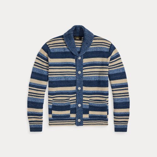 Cardigan à rayures en lin-coton indigo - RRL - Modalova