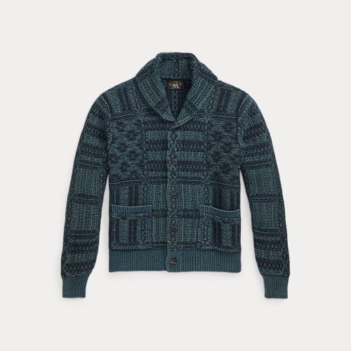 Cardigan en jacquard de coton indigo - RRL - Modalova