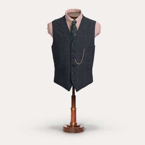 Gilet à carreaux indigo et chevrons - RRL - Modalova