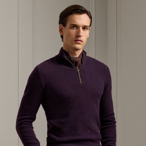 Pull demi-zippé cachemire œil-de-perdrix - Purple Label - Modalova