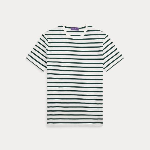 T-shirt rayé à col rond en fil d'Écosse - Purple Label - Modalova