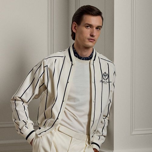 Veste Langdon rayée en coton-cachemire - Purple Label - Modalova