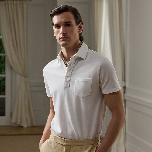 Polo en piqué lavé Custom Slim Fit - Purple Label - Modalova