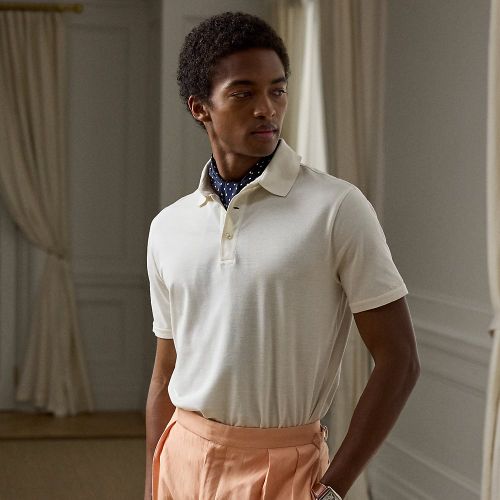 Polo en piqué de soie et coton - Purple Label - Modalova
