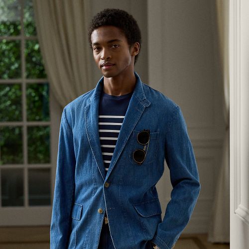 Blazer en denim de coton et lin indigo - Purple Label - Modalova