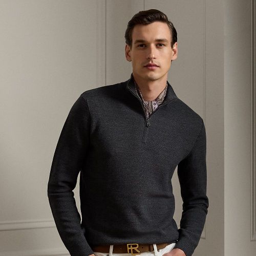 Pull demi-zippé en laine piquée - Purple Label - Modalova