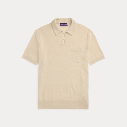 Pull texturé col polo soie et lin - Purple Label - Modalova