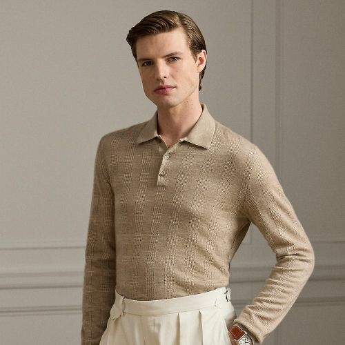 Pull col polo prince-de-galles cachemire - Purple Label - Modalova