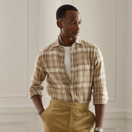Chemise écossaise en lin et coton - Purple Label - Modalova