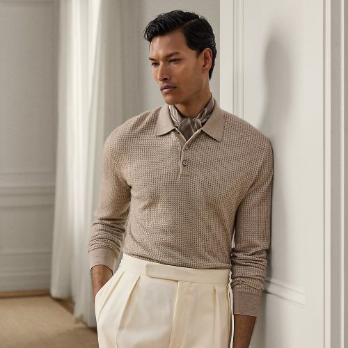 Pull col polo pied-de-poule en cachemire - Purple Label - Modalova