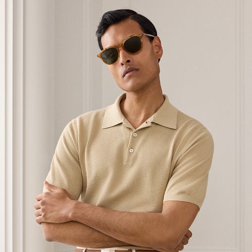 Pull polo en soie mélangée - Purple Label - Modalova
