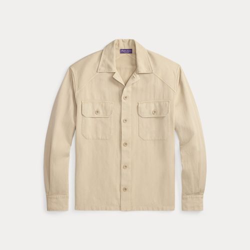 Chemise teinte en pièce en coton et lin - Purple Label - Modalova