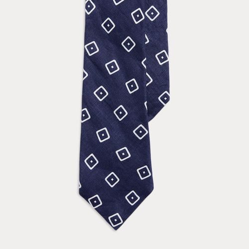Cravate à motif carré en lin - Purple Label - Modalova