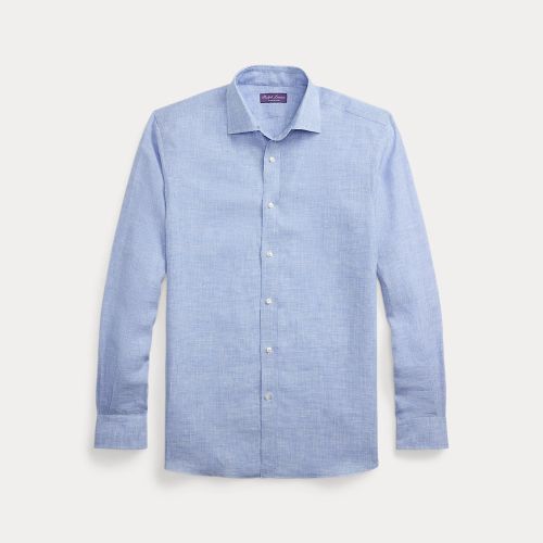 Chemise micro pied-de-poule en lin - Purple Label - Modalova