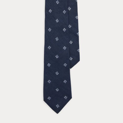 Cravate à motif géométrique en lin - Purple Label - Modalova